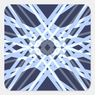 Winter Xmas Blue Gray Retro Geometrisches Muster Quadratischer Aufkleber