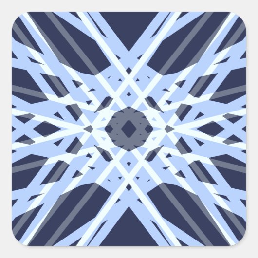 Winter Xmas Blue Gray Retro Geometrisches Muster Quadratischer Aufkleber (Vorderseite)