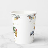 Winter X'mas Tree Tractor Bear Baby Shower Welcome Pappbecher (Links)