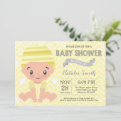 Winter Yellow Baby Dusche Einladung (Stehend Vorderseite)