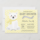 Winter Yellow Polar Bear Babydusche Einladung (Vorderseite)