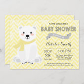 Winter Yellow Polar Bear Babydusche Einladung (Vorne/Hinten)