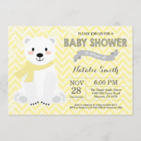 Winter Yellow Polar Bear Babydusche Einladung