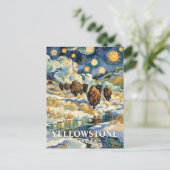 Winter Yellowstone Bison Van Gogh Starry Night Postkarte (Stehend Vorderseite)