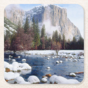 Winter Yosemite National Park Rechteckiger Pappuntersetzer