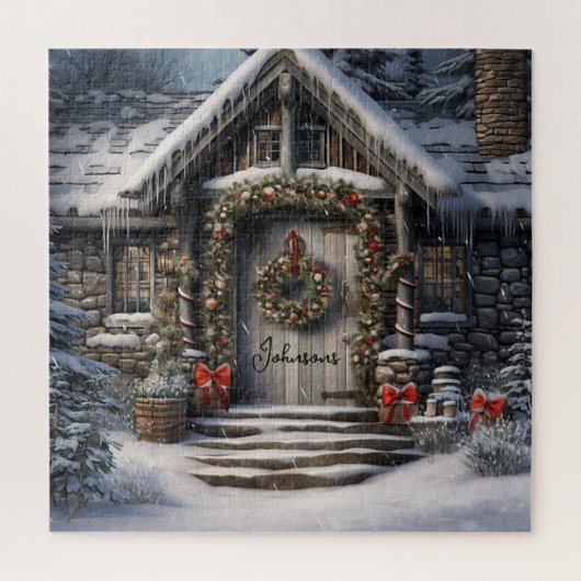 Winter Zuhause Holiday Weihnachten Retro Vintag Cu Puzzle (Vertikal)