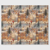 Winter Zuhause Snow Village Geschenkpapier (Flach)