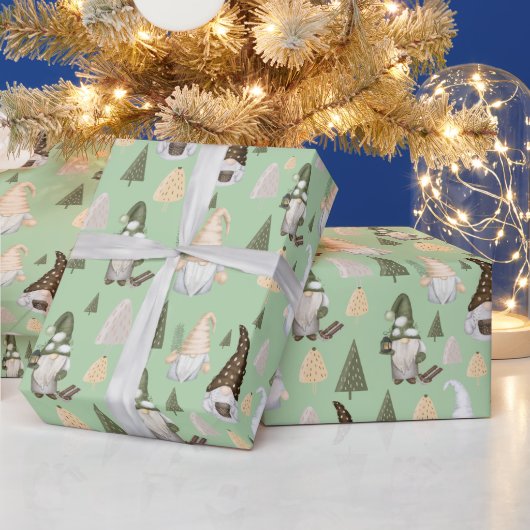 Winter-Zwerge grünes Geschenkpapier (Feiertage)