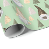 Winter-Zwerge grünes Geschenkpapier (Rolleneckpunkt)