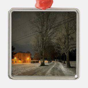 Winterabend Foto Ornament Aus Metall