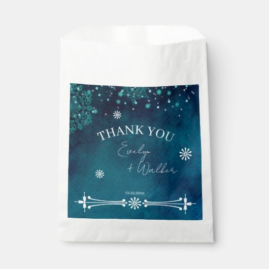 Winterabend Hochzeit Danke Geschenktütchen (Vorderseite)