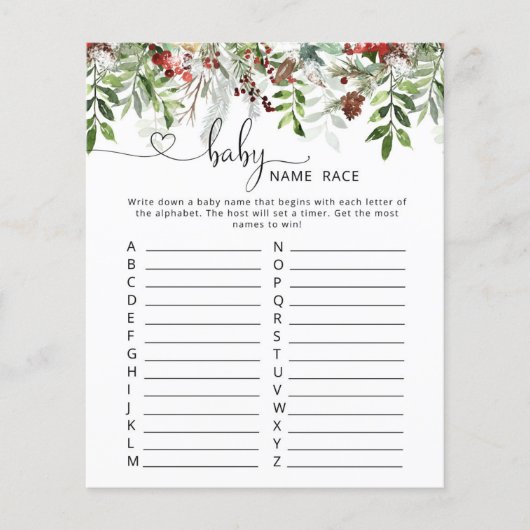 Winterabend-Kindernamenspiel (Vorderseite)