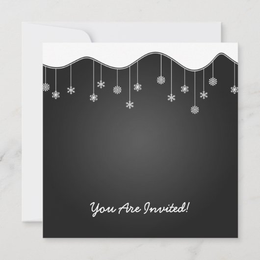 Winterabend Probe Schneeflocken Schwarz Einladung (Rückseite)