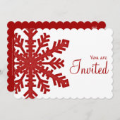 Winterabend Red Snowflake Party Einladung 1 (Vorne/Hinten)