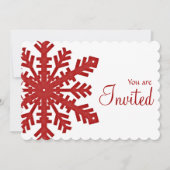 Winterabend Red Snowflake Party Einladung 1 (Vorderseite)