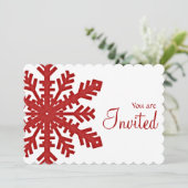 Winterabend Red Snowflake Party Einladung 1 (Stehend Vorderseite)