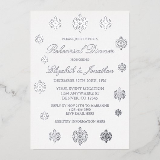 Winterabend Snowflake Probe Folieneinladung (Vorderseite)