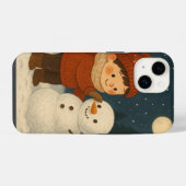 Winterabend Snowman Spaß iPhone Hülle (Rückseite (Horizontal))