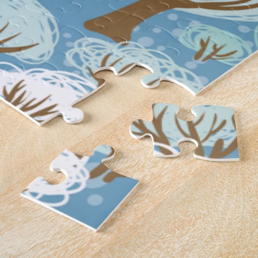 Winterabend Vintage Dorfmitte Puzzle (Seite)