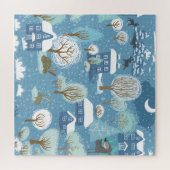 Winterabend Vintage Dorfmitte Puzzle (Horizontal)