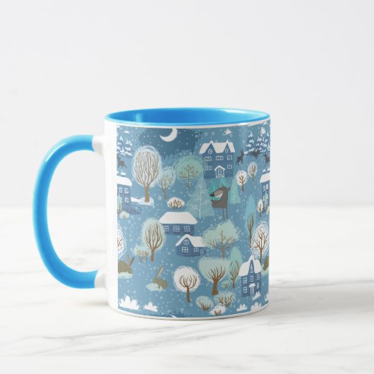 Winterabend Vintage Dorfmitte Tasse (Links)