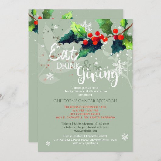 Winterabend Wohltätigkeit | Stille Auktion Einladung (Vorne/Hinten)