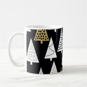 Winterabende: Gold-Silber-Bäume. Kaffeetasse