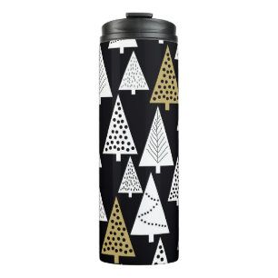 Winterabende: Gold-Silber-Bäume. Thermosbecher