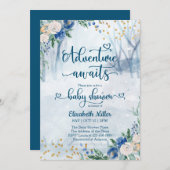 Winterabenteuer erwartet Watercolor Babydusche (Vorne/Hinten)