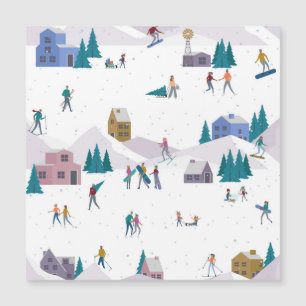 Winteralpen-Urlaub: Aktive Menschen nahtlos Magnetkarte