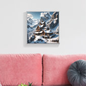 Winteralpine Lodge Canvas Print - Snowy Mountain Leinwanddruck (Insitu (Wohnzimmer))