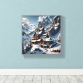 Winteralpine Lodge Canvas Print - Snowy Mountain Leinwanddruck (Insitu (Holzboden))