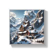 Winteralpine Lodge Canvas Print - Snowy Mountain