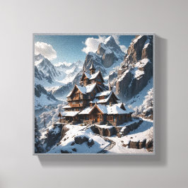 Winteralpine Lodge Canvas Print - Snowy Mountain Leinwanddruck