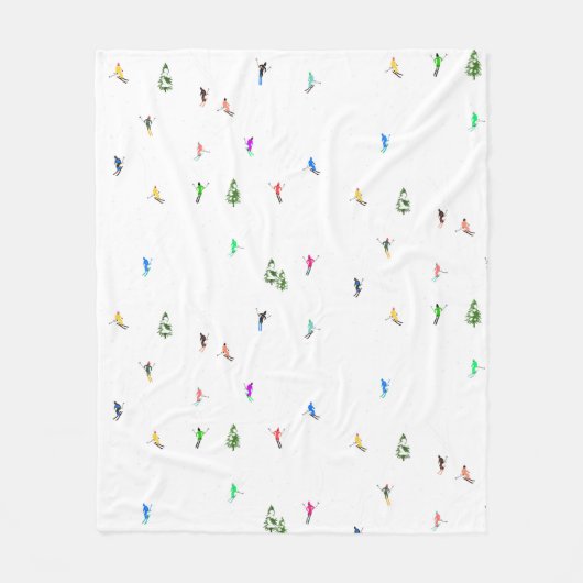 Winteralpine Skifahrer Skispass Fleecedecke (Vorderseite)