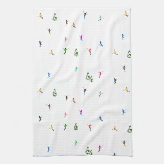 Winteralpine Skifahrer Skispass Geschirrtuch (Vertikal)