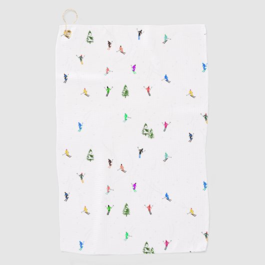 Winteralpine Skifahrer Skispass Golfhandtuch (Vorderseite)