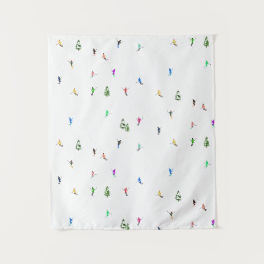 Winteralpine Skifahrer Skispass Wandteppich (Vorderseite)