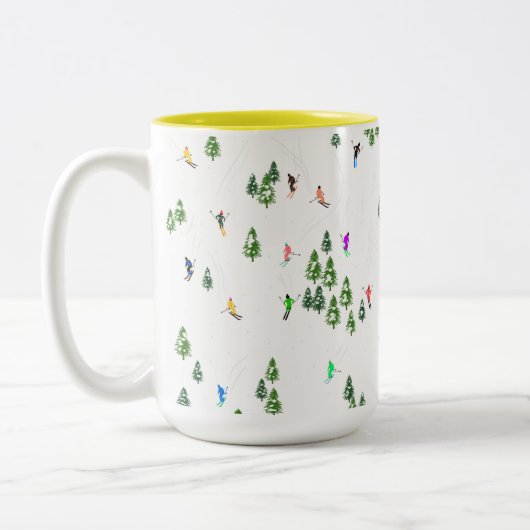 Winteralpine Skifahrer Skispass Zweifarbige Tasse (Links)