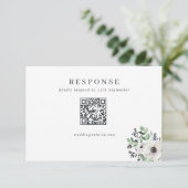 Winteranemonen HochzeitQR-Code RSVP Karte (Stehend Vorderseite)