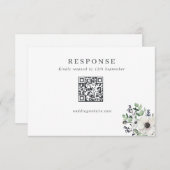 Winteranemonen HochzeitQR-Code RSVP Karte (Vorne/Hinten)