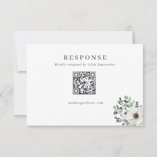 Winteranemonen HochzeitQR-Code RSVP Karte