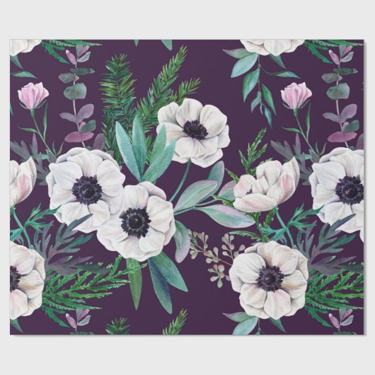 Winteranemonen-Packpapier Geschenkpapier (Flach)