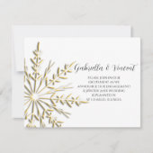 Winterankündigung der Gold Snowflake Verlobung Ankündigung (Vorderseite)