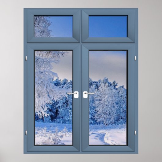 Winteransicht mit frischem Schnee - Fake-FensterIl Poster (Vorne)