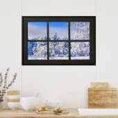 Winteransicht mit frischem Schnee - Fake-FensterIl Poster (Küche)