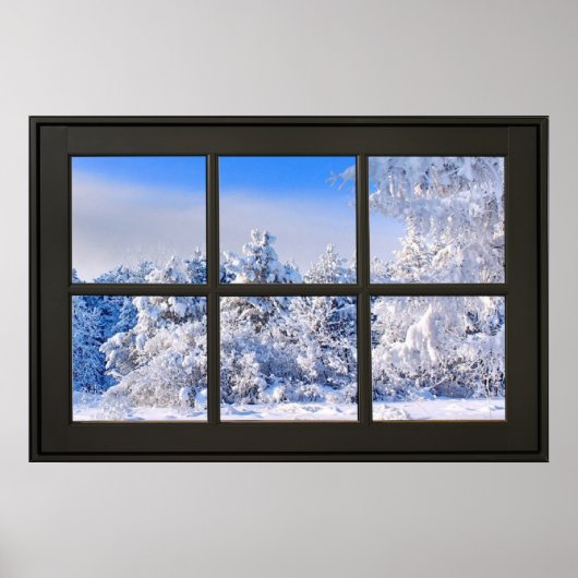 Winteransicht mit frischem Schnee - Fake-FensterIl Poster (Vorne)
