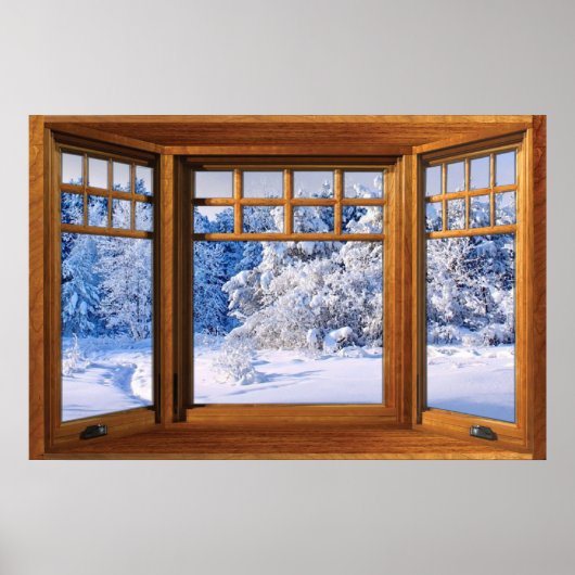 Winteransicht mit frischem Schnee - Fake-FensterIl Poster (Vorne)