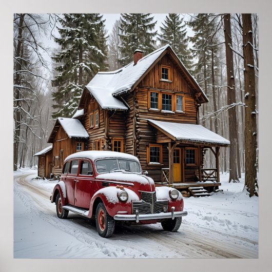 Winterantikes Pkw-Poster Poster (Vorne)