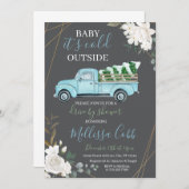 Winterantrieb mit Babydusche Einladung (Vorne/Hinten)